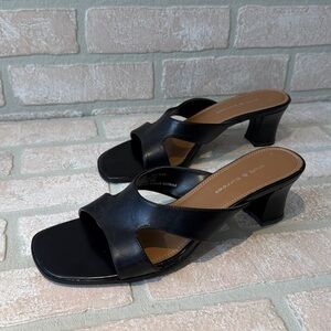 Croft & Barrow Women's Marti Black Leather Open-Toe Mules Sandals